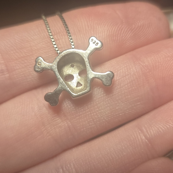 Sterling Silver and Diamond Skull Pendant Necklace - Picture 4 of 4